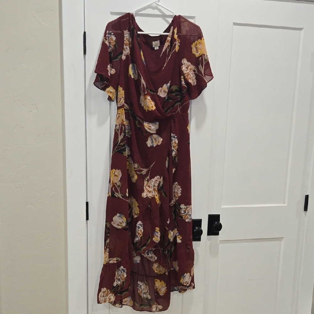 A New Day Red Maxi Sundress with Flutter Sleeves